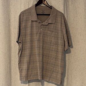 George Men's Tan Windowpane Polo